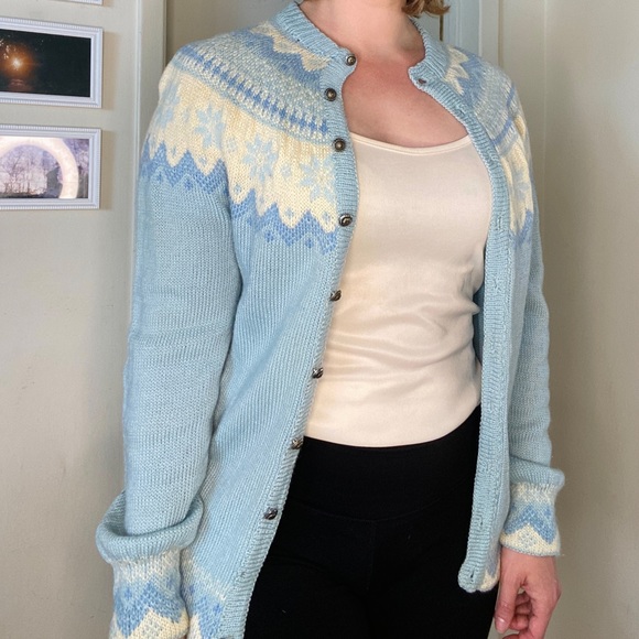 Dannit Wool Light Blue Vintage Sweater - Picture 1 of 5